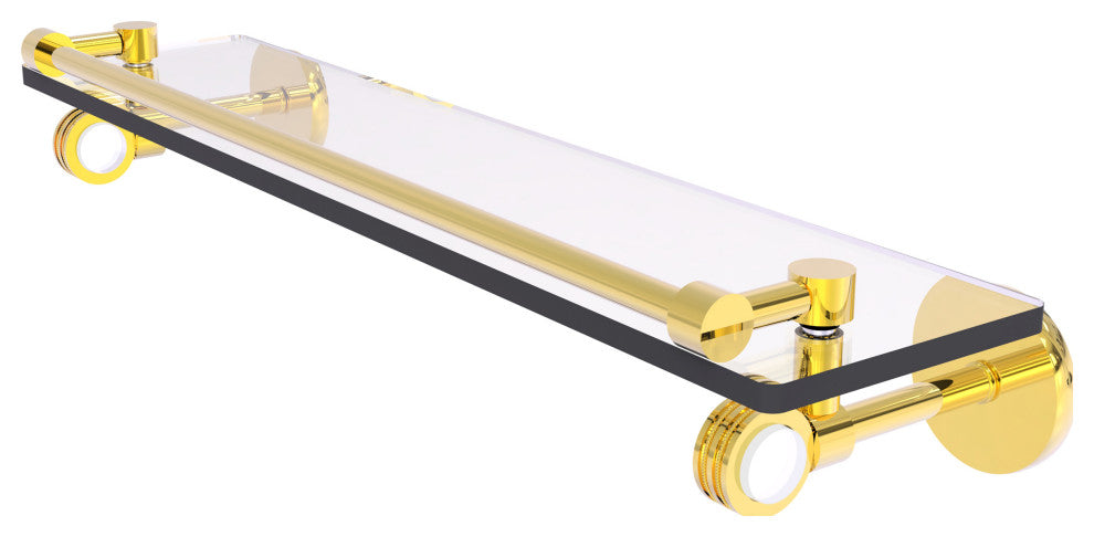 Clearview 22" Gallery Rail Glass Shelf with Dotted Accents, Polished Brass