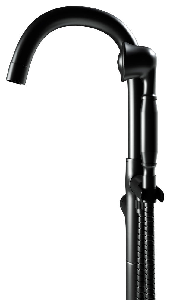CastelloUSA Neptune Freestanding Tub Filler Faucet, Matte Black, Float Handle