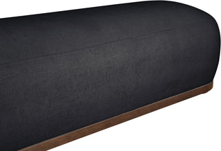 Calum Upholstered Bench, Black, Chenille Fabric, Brown Walnut Finish