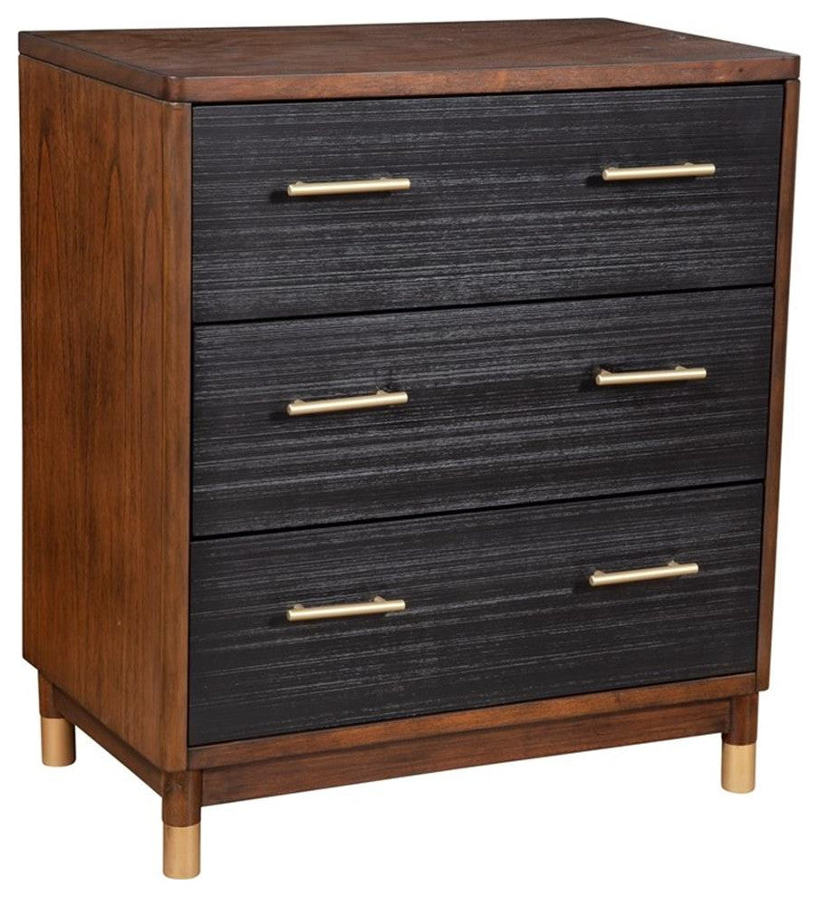 Alpine Furniture Belham 3 Drawer Small Wood Chest in Dark Walnut (Brown)