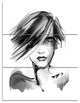 "Young Woman Black White" Digital Metal Wall Art, 3 Panels, 28"x36"