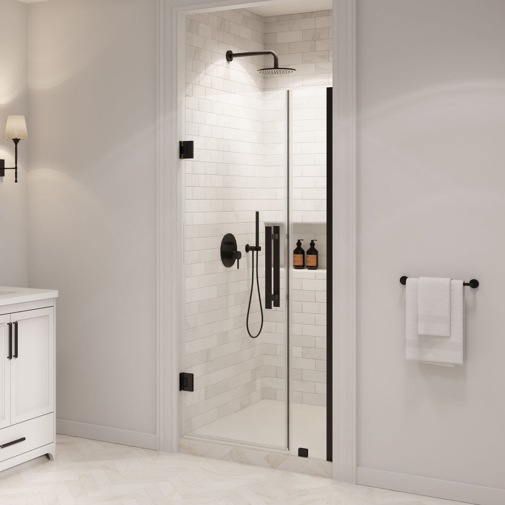 Panama 33 7/8-35 1/16"Wx72"H Alcove Hinge Shower Door Black