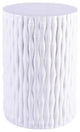 White Cylinder Garden Stool Bamboo Carving