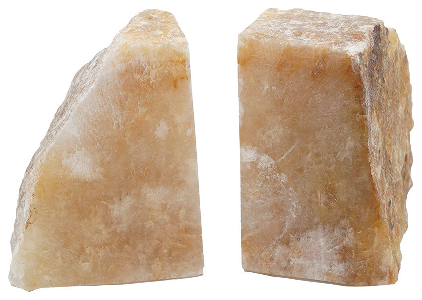 Benzara BM285586 4" Quartz Geode Bookend Naturally Textured Shape, Brown/Beige