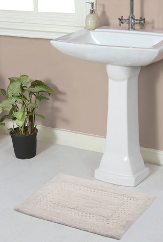 Classy Bath Rugs Set, 17"x24" Rectangle, Ivory