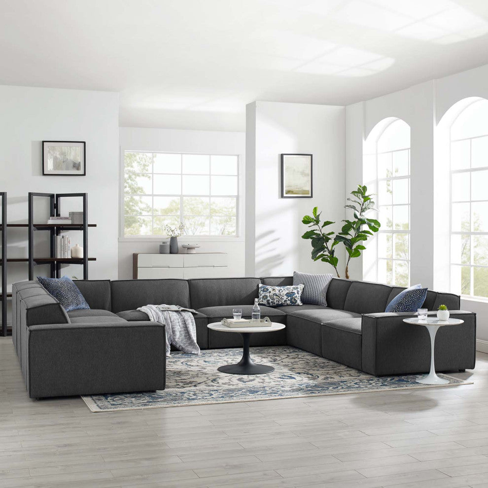 Modular Sectional Sofa Set, Charcoal Gray, Fabric, Modern, Hospitality