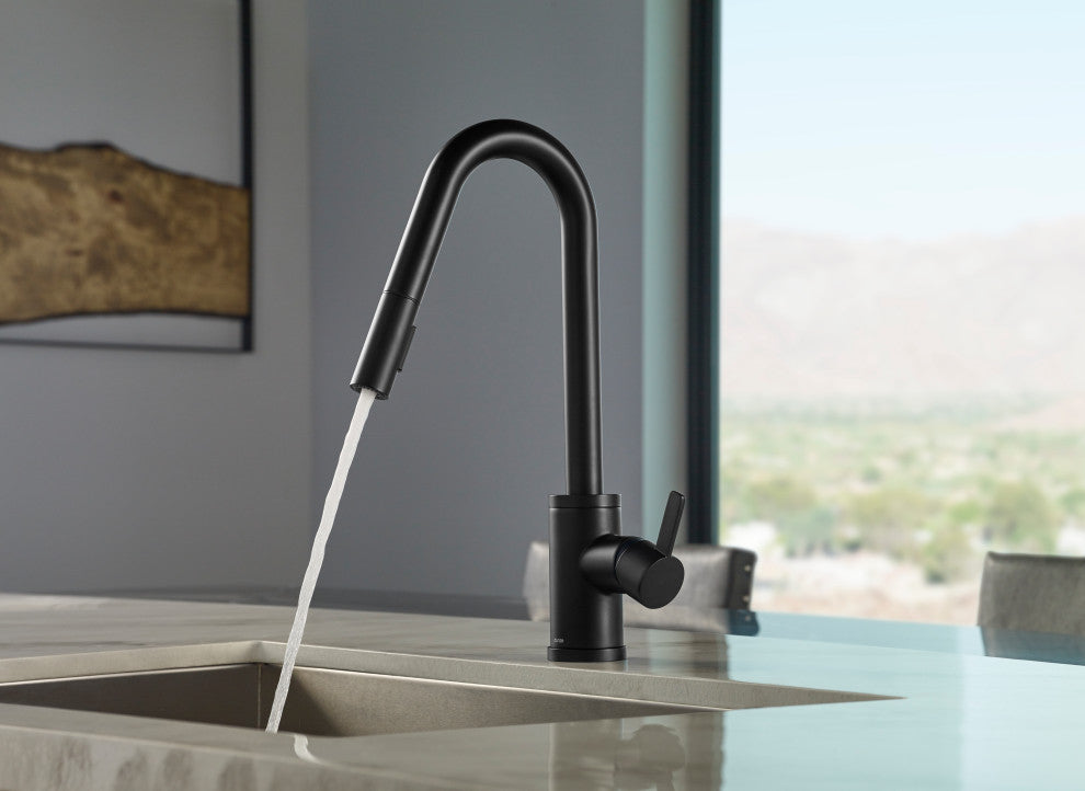 Amalfi Single Handle Pull-Down Kitchen Faucet w/ SnapBack Retraction Satin Black