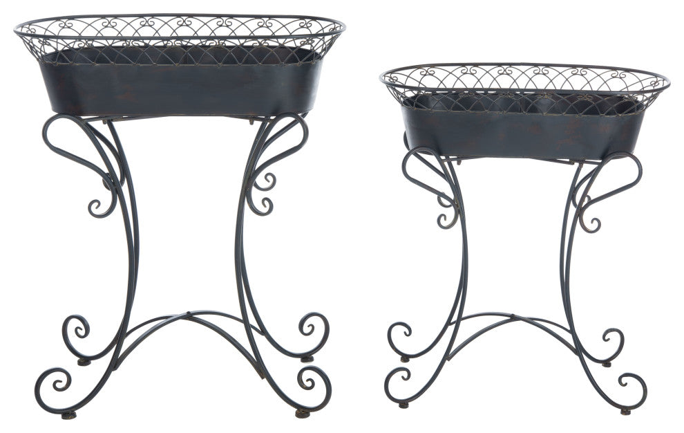 Safavieh Hendrick 2-Piece Outdoor Planters Black Rust