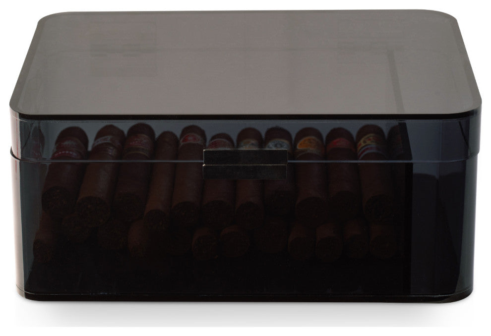 Black Acrylic Humidor For 60 Cigar, Magnetic Closure