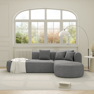 GDF Studio L-Shape Upholstered Chenille Corner Sectional Sofa with Pillows, Gray