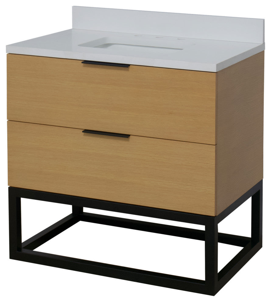 Mia 36" Bathroom Vanity, Blonde, Matte White