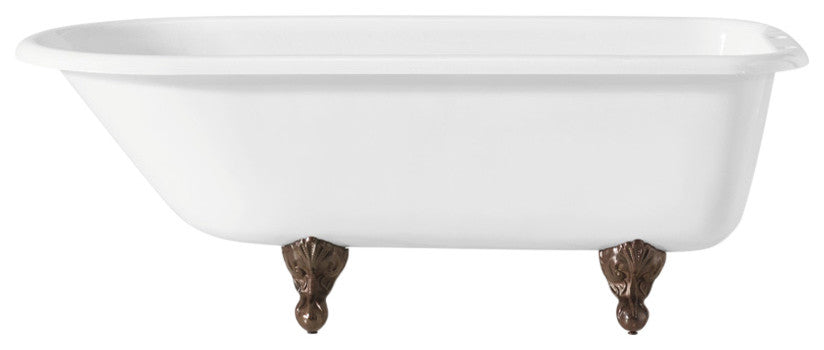 Cheviot Products Traditional Cast Iron Bathtub With Faucet Holes, Antique Bronze