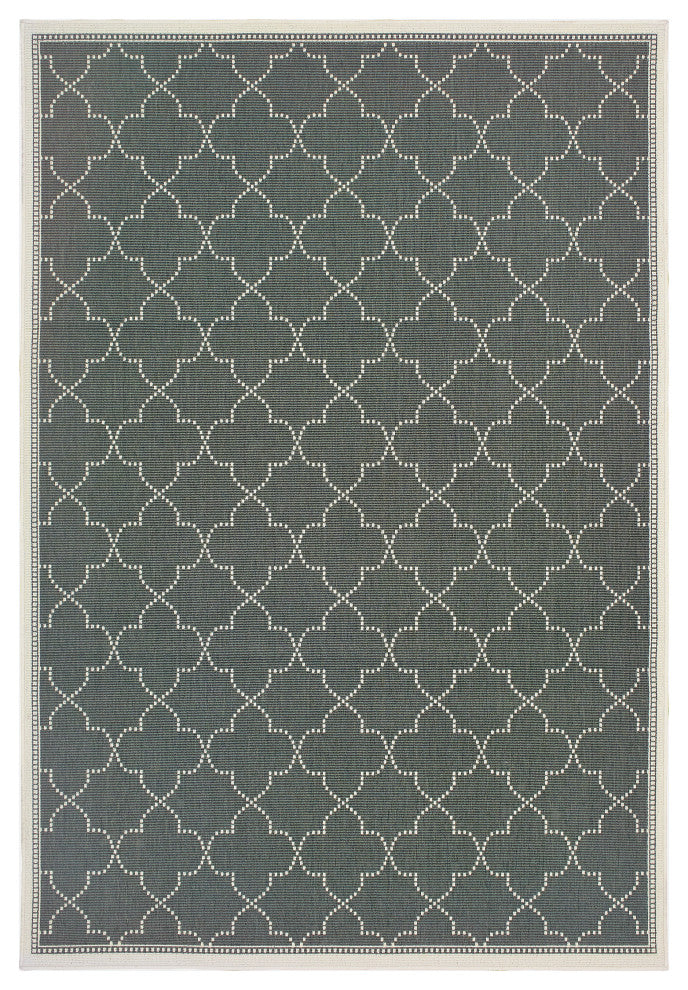 Oriental Weavers Marina Grey/ Ivory Geometric Indoor/Outdoor Rug 7'10"X10'10"