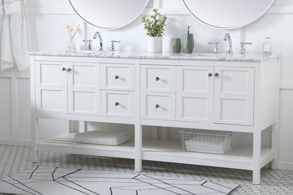 Elegant VF16572DWH 72"Double Bathroom Vanity, White