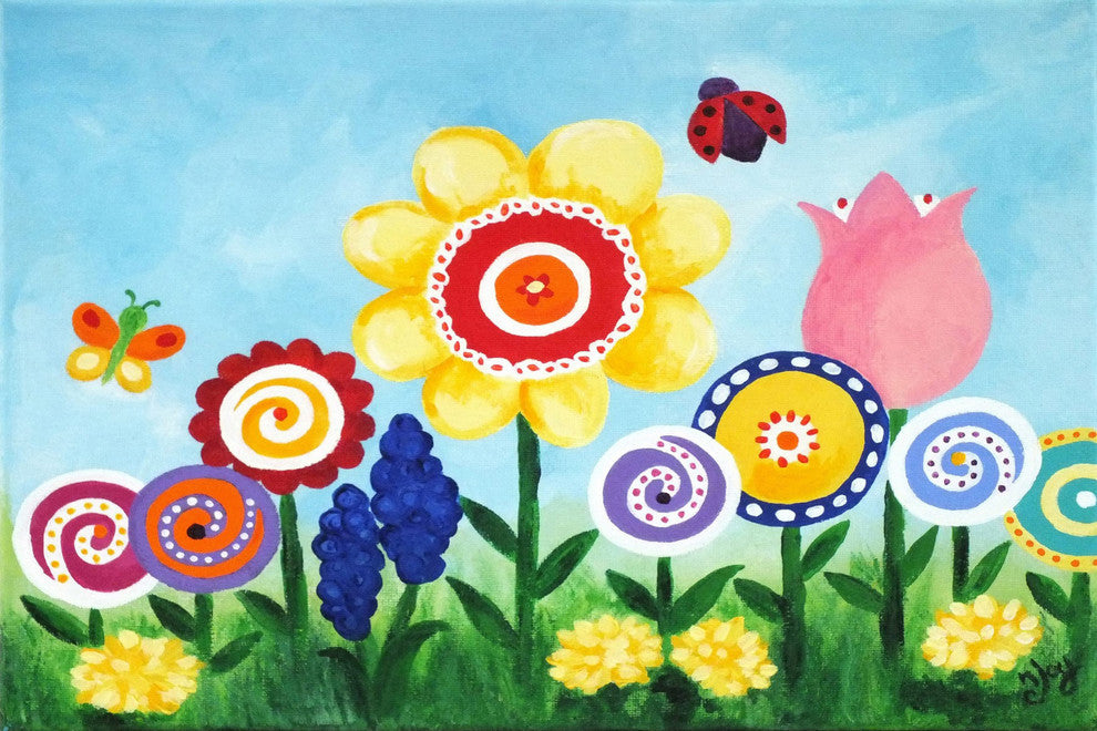 Marmont Hill, "Flower Garden" by Nicola Joyner Painting on Wrapped Canvas, 24x16