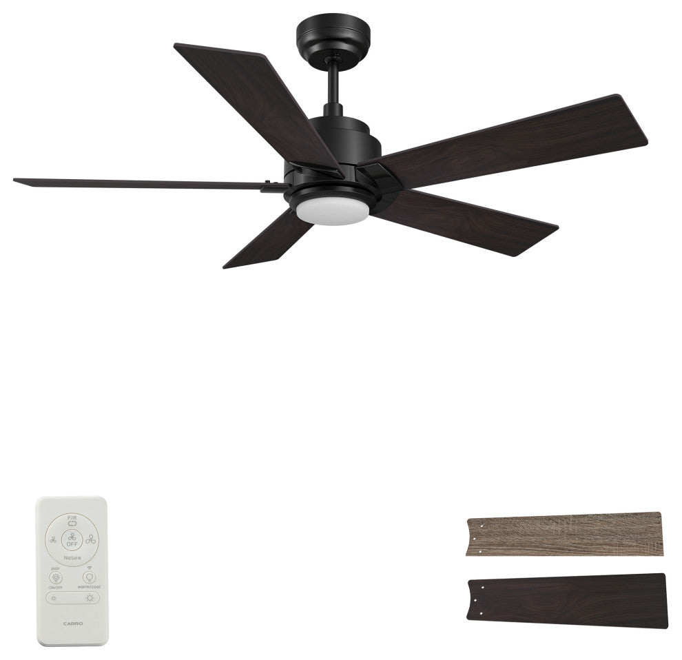 CARRO Modern LED Ceiling Fan with Remote and Dimmable Light, Black, 60"