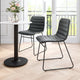 Dining Chair, Set of 2, Faux Vinyl Leather, Steel, Vintage Black, Cafe Bistro