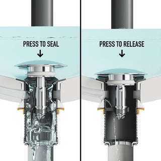 VIGO 1.75" W Bathroom Sink Pop-Up Drain, Chrome, With Overflow