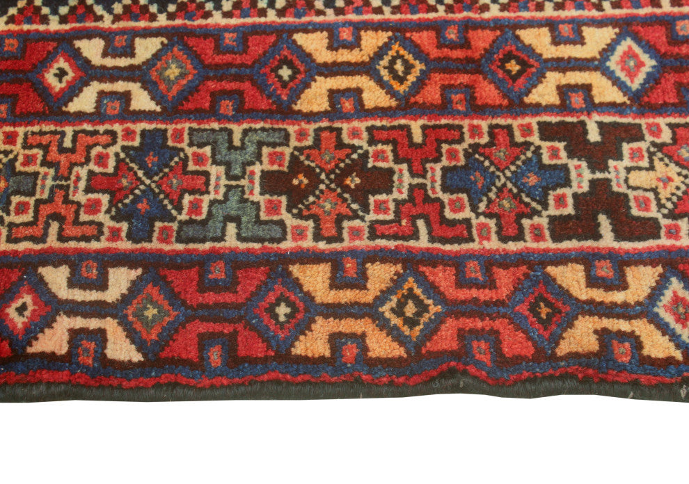 Fine Vintage Distressed Selin Navy/Ivory Runner, 4'0 x 9'8