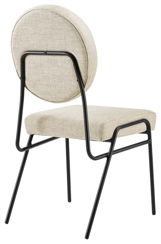 Craft Upholstered Fabric Dining Side Chairs, Set of 2, Black Beige