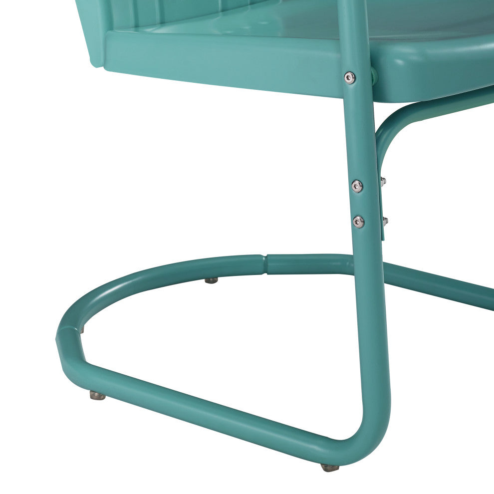 Tulip 5-Piece Outdoor Dining Set, Pastel Blue Satin