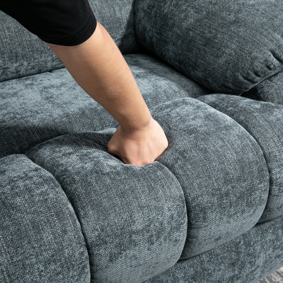 Power Lift Recliner Chair with Massage and Heat Function, 8-Point Vibration, Blue-Gray