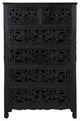 Delaney Carved Tall Chest, Distressed Black