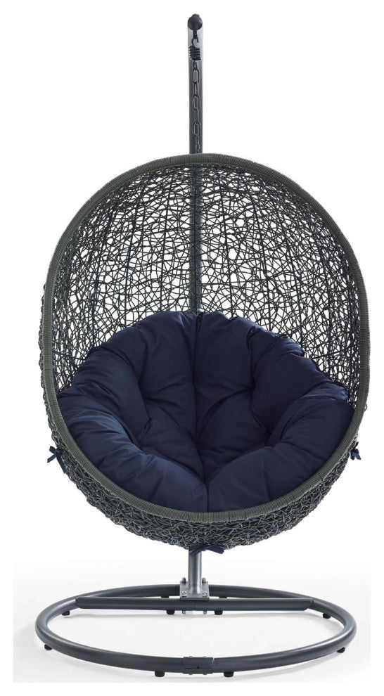 Gray Navy Hide Outdoor Patio Swing Chair With Stand