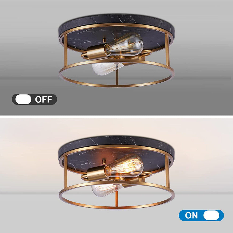 2 light Flush Mount Ceiling Light Fixture farmhouse ceiling lamp with brass