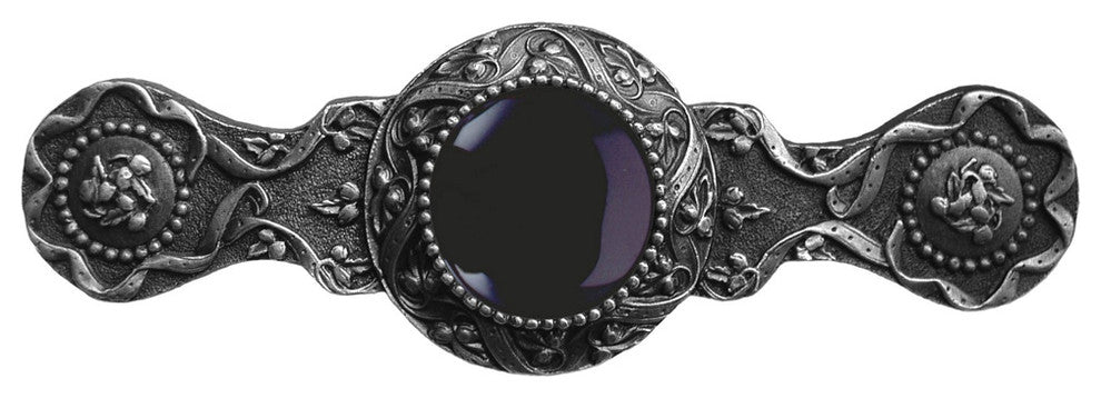 Victorian Jewel Pull Antique Pewter/Onyx