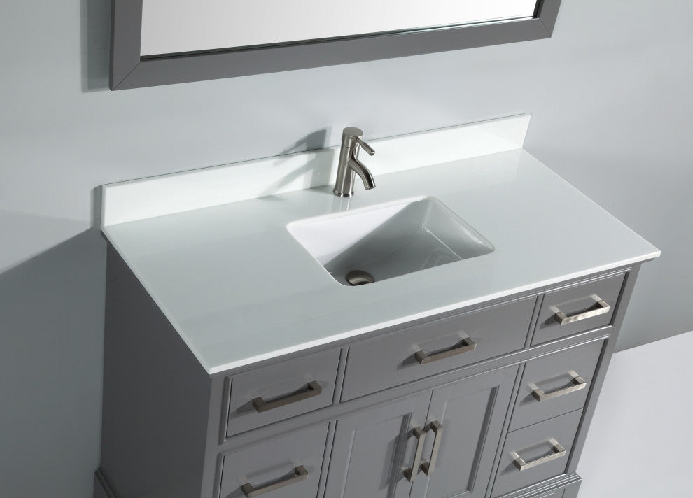 Bathroom Vanity Set With Engineered Marble Top, 48", Gray, Led Sensor-Switch Mirror