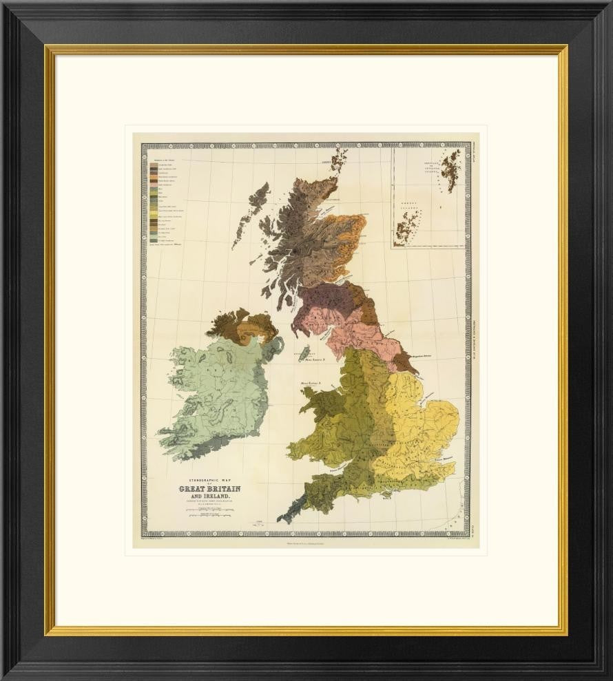 "Ethnographic, Great Britain, Ireland, 1856"  by Gustaf Kombst, 24x26"
