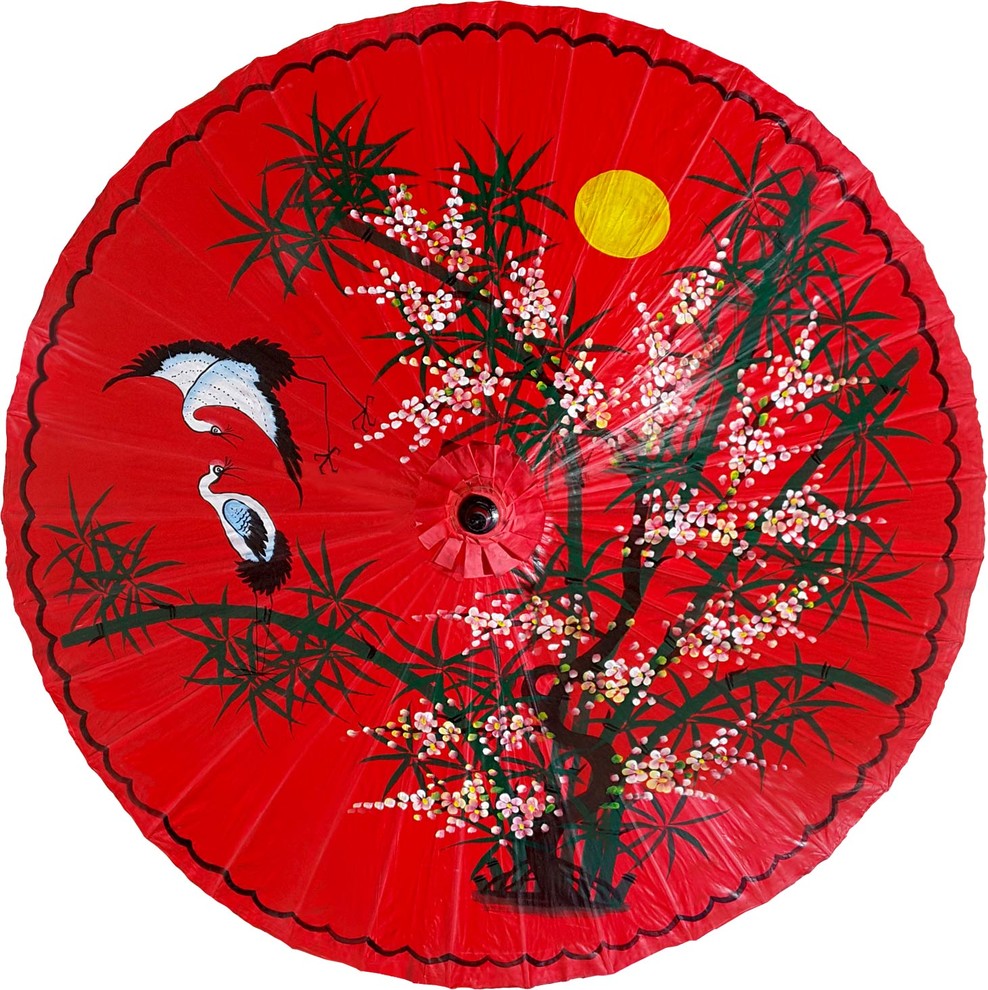 Asian Splendor Outdoor Patio Umbrella, Red