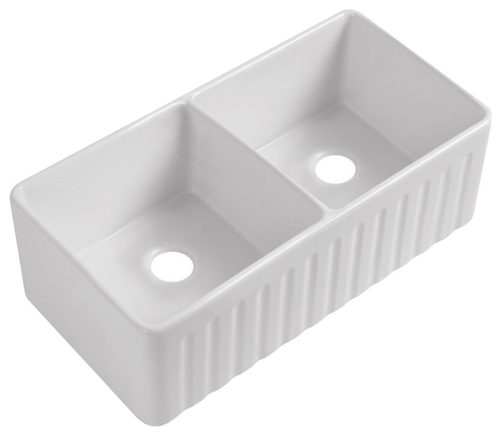 Orvieto Fireclay Farmhouse Kitchen Double Sink 33x18"