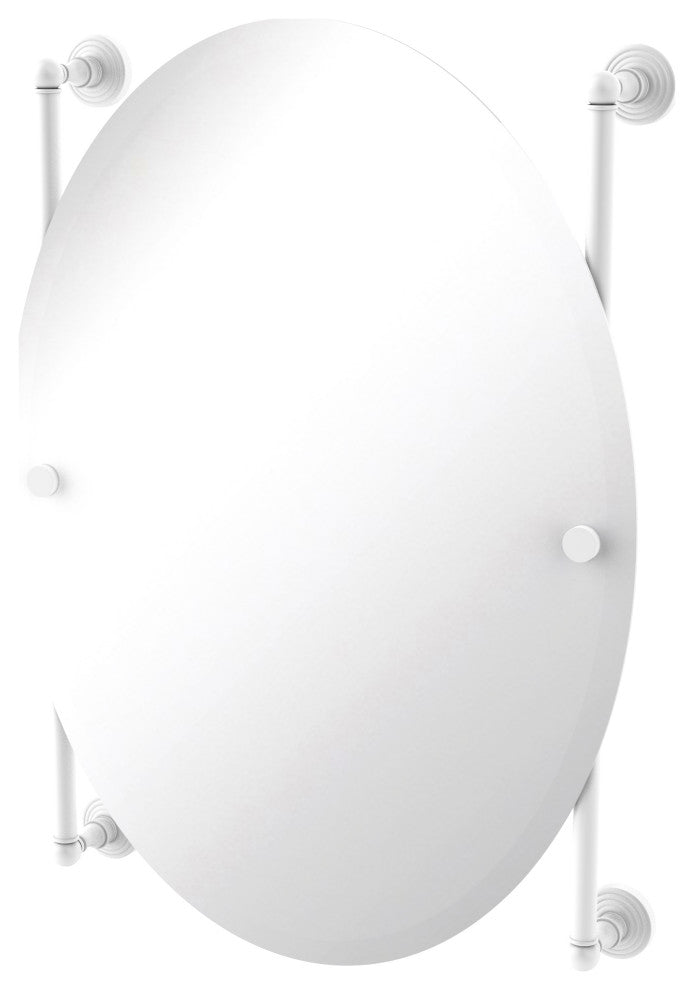 Waverly Place Oval Frameless Rail Mounted Mirror, Matte White