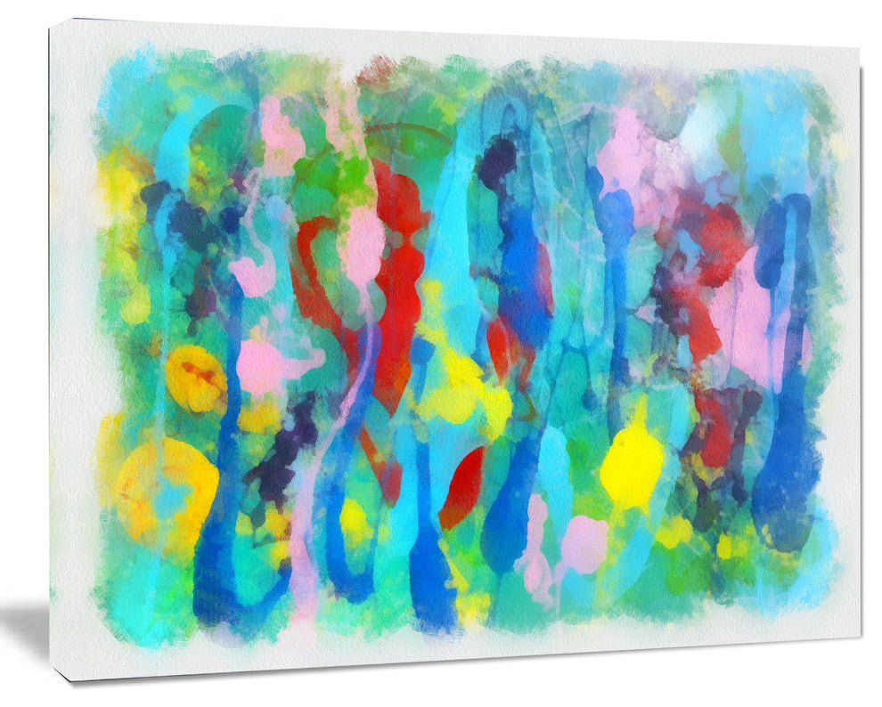 Hand drawn Multi color Floral Pattern, Large Abstract Canvas Wall Art, 20"x12"