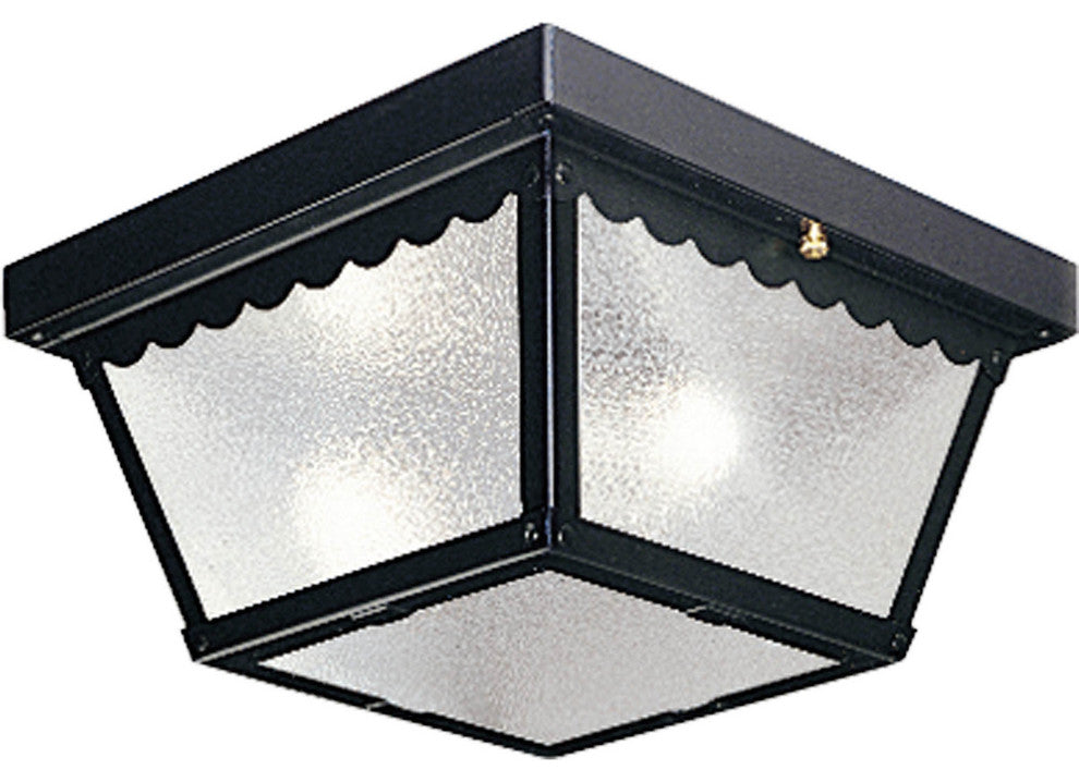 Progress Lighting 2-Light Close-To-Ceiling With White Glass, Black