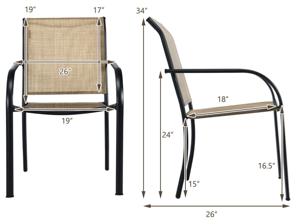 Costway Set of 16 Patio Dining Chairs Stackable Armrest Backrest no Assembly