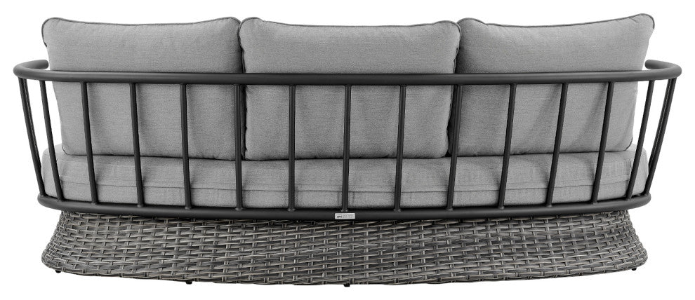 Monk 4-Piece Patio Furniture Set, Aluminum And Gray Wicker With Cushions