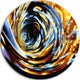 Fractal 3D Whirlwind Stripes, Abstract Art Round Metal Wall Art, 11"