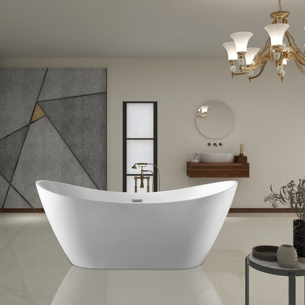 Vanity Art 71" Freestanding Acrylic Soaking Bathtub