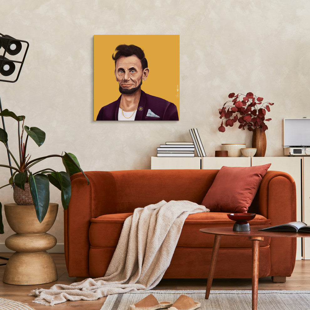 "Hip Abraham Lincoln" Frameless Reverse Printed Tempered Art Glass Wall Art