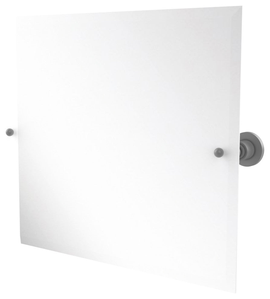Frameless Landscape Tilt Mirror with Beveled Edge, Matte Gray
