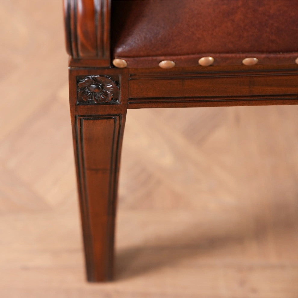 Regency Mahogany and Leather Arm Chair