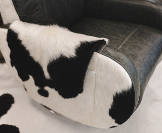 Leather Executive Recliner Armchair, Black and White