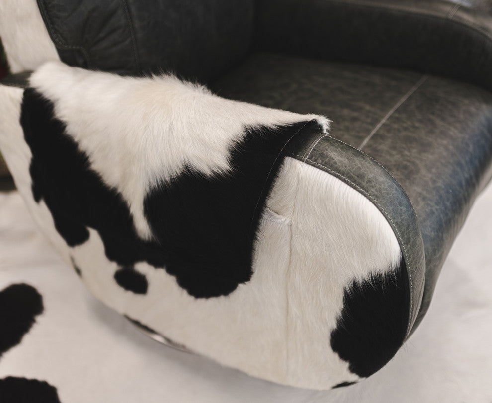 Leather Executive Recliner Armchair, Black and White