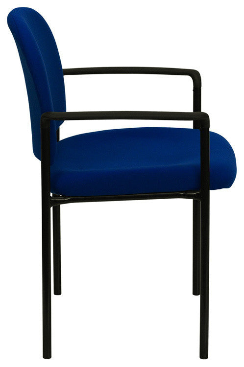 Stackable Steel Side Chair With Arms, Navy, 23.75"x23.50"x33.25"