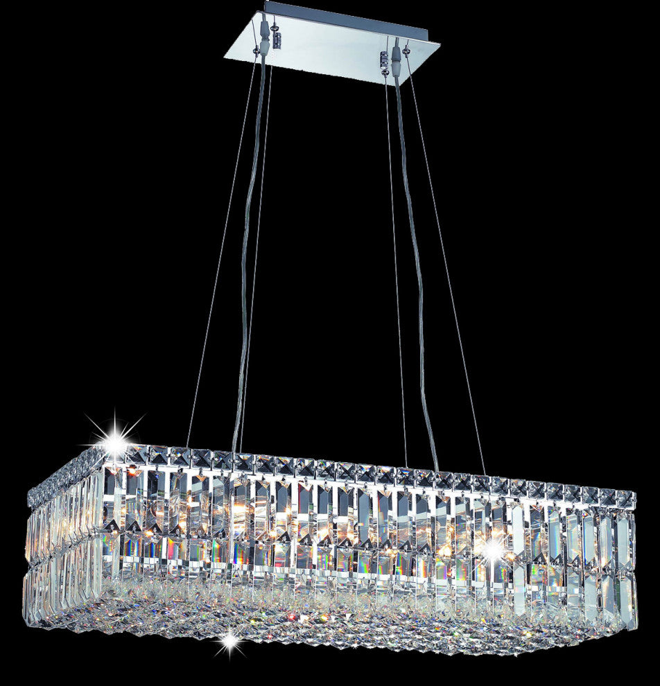 Artistry Lighting Maxim Rectangle Collection Crystal Chandelier in Chrome, 32x16