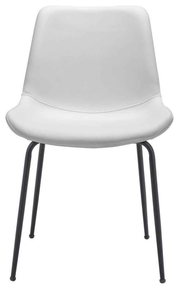 Set of Two White and Black Top Shelf Modern Rugged Dining Chairs