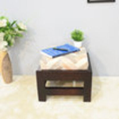 Handmade Mango Wood Light Walnut Color Rectangular Shaped, 14 X14 X9